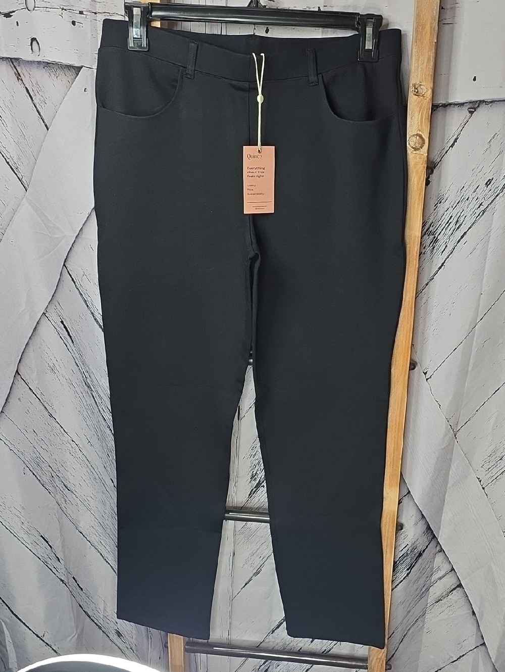Quince Ultra 4 Pocket Ponte Straight Leg Pants In BLACK - Picture 3 of 11